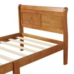 41.3 in. W Oak Twin Wood Frame Platform Bed with Headboard & Footboard by Z-joyee -Cheap Z-joyee Store oak z joyee platform beds ly wf192439aal fa 1000