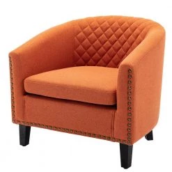 Orange Linen Accent Barrel Chair Living Room Chair with Nailheads by Z-joyee -Cheap Z-joyee Store orange z joyee accent chairs p a202200059 4f 1000