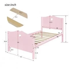 Wood Pink Twin Platform Bed with Headboard by Z-joyee -Cheap Z-joyee Store pink z joyee platform beds f fb857217917 76 1000