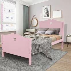 Wood Pink Twin Platform Bed with Headboard by Z-joyee -Cheap Z-joyee Store pink z joyee platform beds f fb857217917 fa 1000