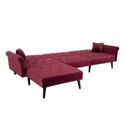 115 in. Red Velvet Twin Size Convertible Sofa Bed Sleeper by Z-joyee 10 115 in. Red Velvet Twin Size Convertible Sofa Bed Sleeper by Z-joyee -Cheap Z-joyee Store red z joyee sofa beds p q202200352 1f 1000