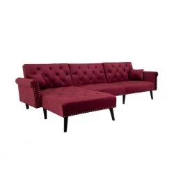 115 in. Red Velvet Twin Size Convertible Sofa Bed Sleeper by Z-joyee 8 115 in. Red Velvet Twin Size Convertible Sofa Bed Sleeper by Z-joyee -Cheap Z-joyee Store red z joyee sofa beds p q202200352 c3 1000