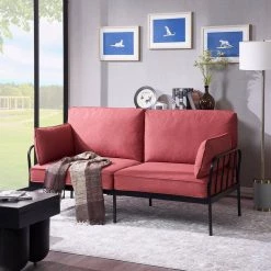 72.4 in. Square Arm Polyester Modern Straight 3 Seats Sofa in Red by Z-joyee -Cheap Z-joyee Store red z joyee sofas couches p q202200289 31 1000