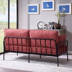 72.4 in. Square Arm Polyester Modern Straight 3 Seats Sofa in Red by Z-joyee -Cheap Z-joyee Store red z joyee sofas couches p q202200289 44 1000