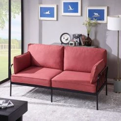 72.4 in. Square Arm Polyester Modern Straight 3 Seats Sofa in Red by Z-joyee -Cheap Z-joyee Store red z joyee sofas couches p q202200289 4f 1000