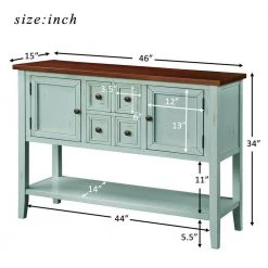 Retro Blue Wood Storage Cabinets with 4 Drawers and Bottom Shelf by Z-joyee -Cheap Z-joyee Store retro blue z joyee accent cabinets lyac263aac 4f 1000