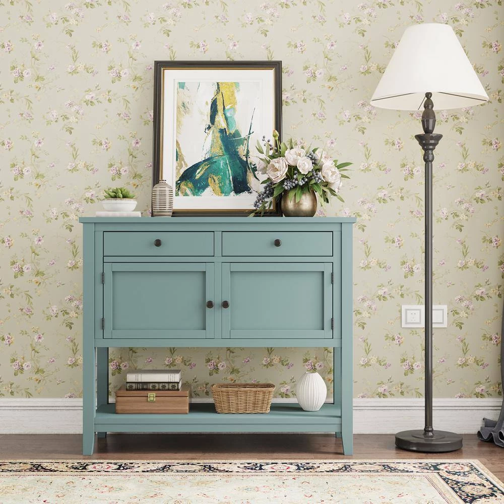 Modern Wood Storage Cabinets with 2 Doors and 1 Shelf, Retro Green by Z-joyee 5 Modern Wood Storage Cabinets with 2 Doors and 1 Shelf, Retro Green by Z-joyee - Image 5