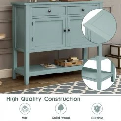 39 in. Retro Green Standard Rectangle Wood Console Table with 2-Drawers, 2-Cabinets and 1-Shelf by Z-joyee -Cheap Z-joyee Store retro green z joyee console tables f fb857221303 44 1000