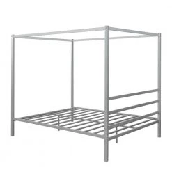 83.5 in. Silver Queen Size Metal Framed Canopy Platform Bed with Built in Headboard by Z-joyee -Cheap Z-joyee Store silver z joyee canopy beds p q202200006 1f 1000