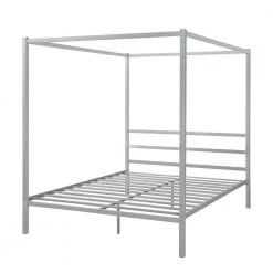 83.5 in. Silver Queen Size Metal Framed Canopy Platform Bed with Built in Headboard by Z-joyee -Cheap Z-joyee Store silver z joyee canopy beds p q202200006 fa 1000