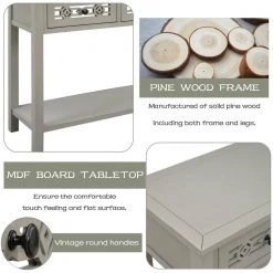 35.4 in. Silver Rectangle Wood Console Table with 2-Drawers by Z-joyee 14 35.4 in. Silver Rectangle Wood Console Table with 2-Drawers by Z-joyee -Cheap Z-joyee Store silver z joyee console tables f fb857220757 44 1000