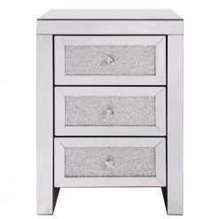 3-Drawer Silver Mirrored Nightstand 26 in. X 17.7 in. X 13.7 in. by Z-joyee
