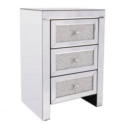 3-Drawer Silver Mirrored Nightstand 26 in. X 17.7 in. X 13.7 in. by Z-joyee -Cheap Z-joyee Store sliver z joyee nightstands p q202200148 c3 1000