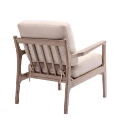 Tan Linen Mid Century Modern Accent Chair Wood Frame Arm Chair for Living Room by Z-joyee -Cheap Z-joyee Store tan z joyee accent chairs ljp w202200033 66 1000