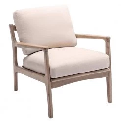 Tan Linen Mid Century Modern Accent Chair Wood Frame Arm Chair for Living Room by Z-joyee -Cheap Z-joyee Store tan z joyee accent chairs ljp w202200033 c3 1000