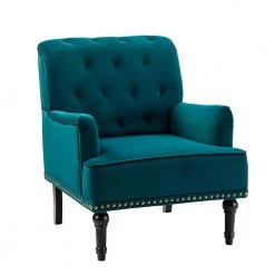 Mordern 28.5 in. W Teal Velvet Nailhead Trim Arm Chair by Z-joyee