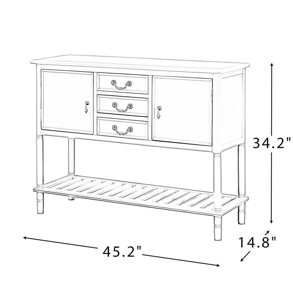 Mordern 45.20 in. Teal Standard Rectangle Wood Console Table with 3 Drawers by Z-joyee 6 Mordern 45.20 in. Teal Standard Rectangle Wood Console Table with 3 Drawers by Z-joyee - Image 6