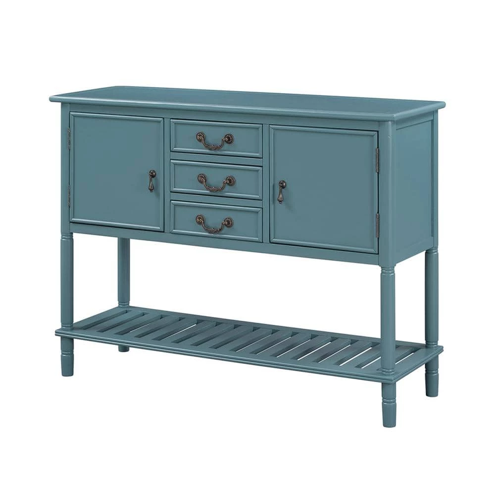 Mordern 45.20 in. Teal Standard Rectangle Wood Console Table with 3 Drawers by Z-joyee 1 Mordern 45.20 in. Teal Standard Rectangle Wood Console Table with 3 Drawers by Z-joyee