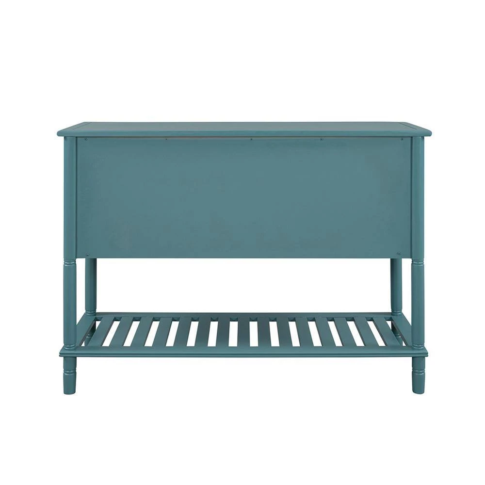 Mordern 45.20 in. Teal Standard Rectangle Wood Console Table with 3 Drawers by Z-joyee 3 Mordern 45.20 in. Teal Standard Rectangle Wood Console Table with 3 Drawers by Z-joyee - Image 3