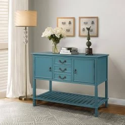 Mordern 45.20 in. Teal Standard Rectangle Wood Console Table with 3 Drawers by Z-joyee 14 Mordern 45.20 in. Teal Standard Rectangle Wood Console Table with 3 Drawers by Z-joyee -Cheap Z-joyee Store teal z joyee console tables ly w113753752 c3 1000