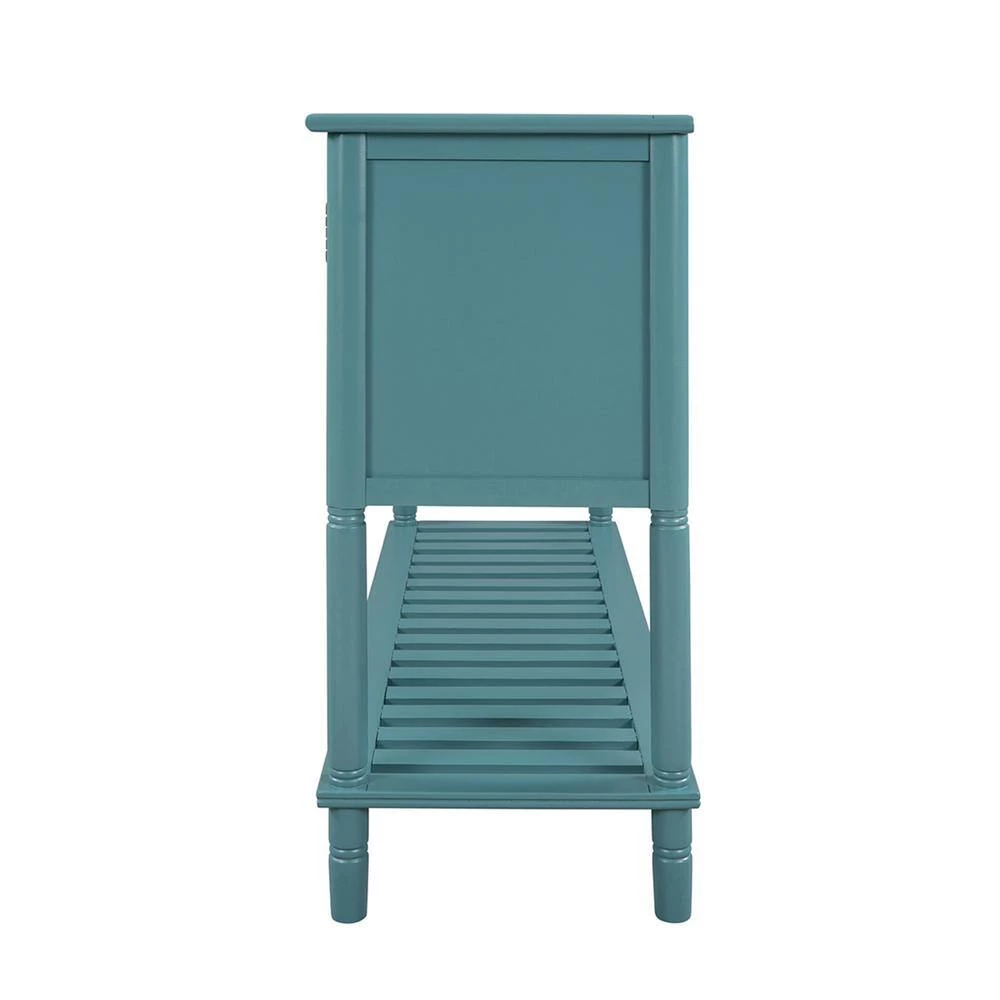 Mordern 45.20 in. Teal Standard Rectangle Wood Console Table with 3 Drawers by Z-joyee 2 Mordern 45.20 in. Teal Standard Rectangle Wood Console Table with 3 Drawers by Z-joyee - Image 2