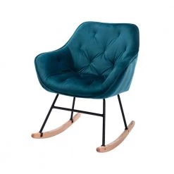 Teal Living Room Comfortable Rocking Chair Accent Chair by Z-joyee