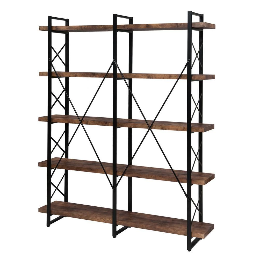 71 in.Tiger Metal 5 Shelf Etageres Bookcase with Wood Shelf by Z-joyee 7 71 in.Tiger Metal 5 Shelf Etageres Bookcase with Wood Shelf by Z-joyee - Image 7