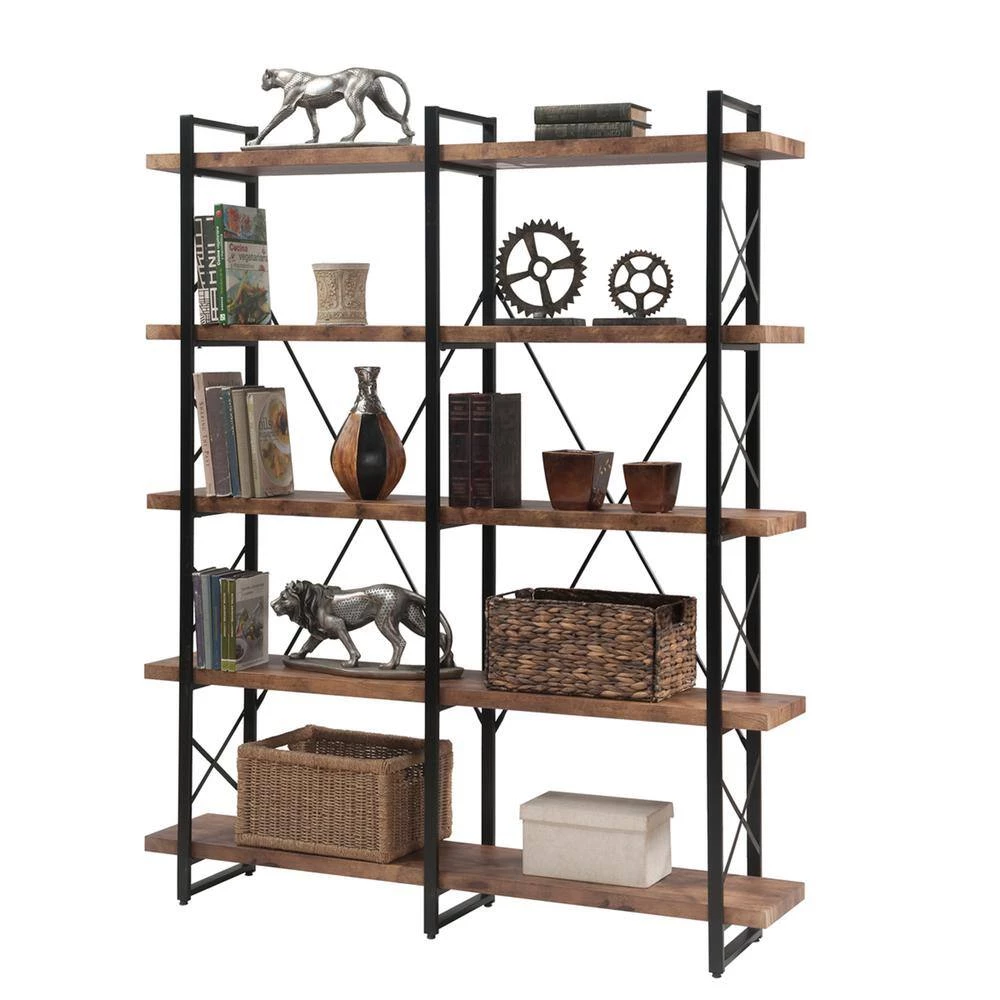 71 in.Tiger Metal 5 Shelf Etageres Bookcase with Wood Shelf by Z-joyee 6 71 in.Tiger Metal 5 Shelf Etageres Bookcase with Wood Shelf by Z-joyee - Image 6