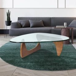 50 in. Walnut Triangle Glass Top Coffee Table with Wood Base by Z-joyee -Cheap Z-joyee Store walnut z joyee coffee tables f fb857219072 31 1000