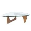 50 in. Walnut Triangle Glass Top Coffee Table with Wood Base by Z-joyee