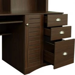 59.06 in. Rectangular Walnut Home Office Computer Desk with Hutch by Z-joyee -Cheap Z-joyee Store walnut z joyee computer desks f fb857219393 77 1000