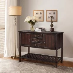 Mordern 45.20 in. Walnut Standard Rectangle Wood Console Table with 3 Drawers by Z-joyee -Cheap Z-joyee Store walnut z joyee console tables ly w113753753 31 1000