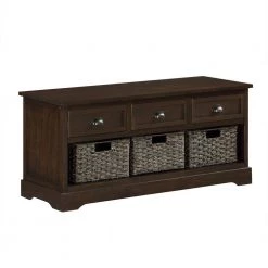 Walnut Rustic Storage Bench with 3 Drawers 41.9 in. W x 19.50 in. H x 15.2 in. D by Z-joyee 17 Walnut Rustic Storage Bench with 3 Drawers 41.9 in. W x 19.50 in. H x 15.2 in. D by Z-joyee -Cheap Z-joyee Store walnut z joyee dining benches ly 496naa 44 1000