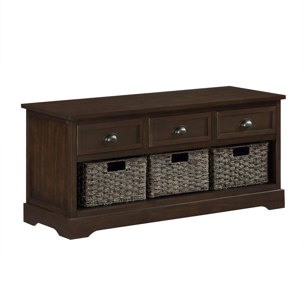 Walnut Rustic Storage Bench with 3 Drawers 41.9 in. W x 19.50 in. H x 15.2 in. D by Z-joyee 8 Walnut Rustic Storage Bench with 3 Drawers 41.9 in. W x 19.50 in. H x 15.2 in. D by Z-joyee - Image 8