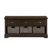 Walnut Rustic Storage Bench with 3 Drawers 41.9 in. W x 19.50 in. H x 15.2 in. D by Z-joyee