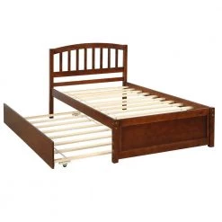 Wood Walnut Twin Size Platform Bed with Trundle by Z-joyee -Cheap Z-joyee Store walnut z joyee platform beds f fb857218198 4f 1000
