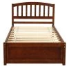 Wood Walnut Twin Size Platform Bed with Trundle by Z-joyee