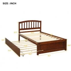 Wood Walnut Twin Size Platform Bed with Trundle by Z-joyee -Cheap Z-joyee Store walnut z joyee platform beds f fb857218198 76 1000