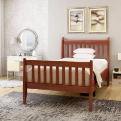 Wood Walnut Twin Platform Bed with Wood Slat Support by Z-joyee 17 Wood Walnut Twin Platform Bed with Wood Slat Support by Z-joyee -Cheap Z-joyee Store walnut z joyee platform beds f fb857218617 31 1000