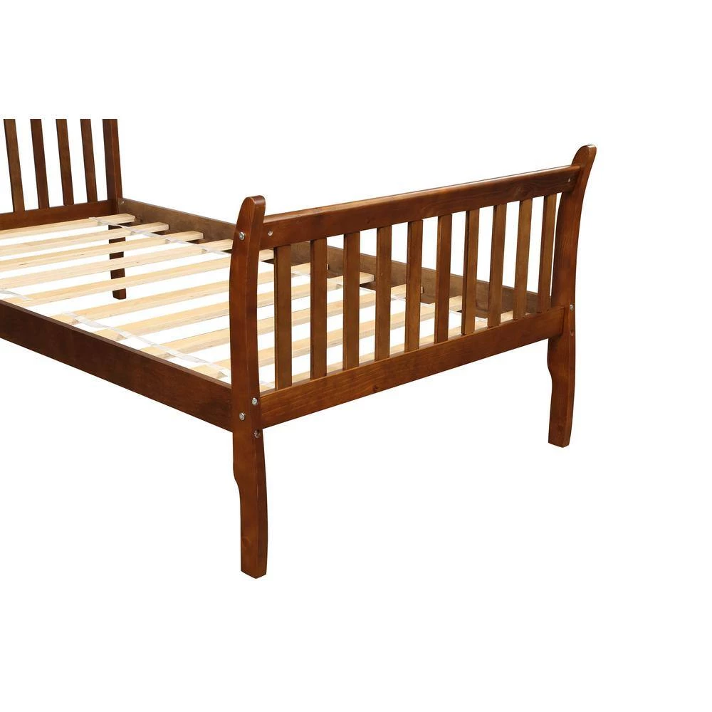 Wood Walnut Twin Platform Bed with Wood Slat Support by Z-joyee 8 Wood Walnut Twin Platform Bed with Wood Slat Support by Z-joyee - Image 8