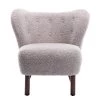 Warm Gray Polyester Modern Accent Chair Lambskin Sherpa Wingback Tufted Side Chair by Z-joyee