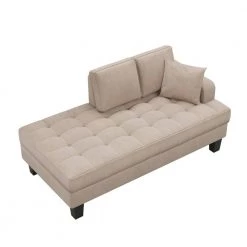 Warm Gray Deep Tufted Upholstered Textured Fabric Chaise Lounge with Toss Pillow for Living Room by Z-joyee 9 Warm Gray Deep Tufted Upholstered Textured Fabric Chaise Lounge with Toss Pillow for Living Room by Z-joyee -Cheap Z-joyee Store warm gray z joyee chaise lounges p y202200018 4f 1000