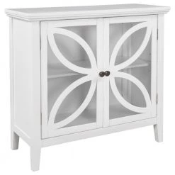 32 in. W White Accent Wooden Storage Cabinet with Decorative transparent Door by Z-joyee 17 32 in. W White Accent Wooden Storage Cabinet with Decorative transparent Door by Z-joyee -Cheap Z-joyee Store white z joyee accent cabinets ly wf284793aak 1f 1000