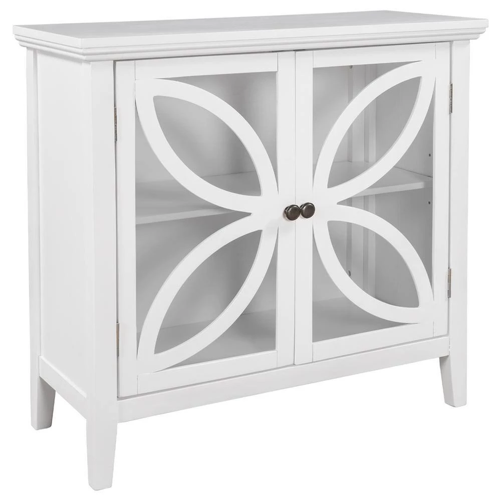 32 in. W White Accent Wooden Storage Cabinet with Decorative transparent Door by Z-joyee 7 32 in. W White Accent Wooden Storage Cabinet with Decorative transparent Door by Z-joyee - Image 7