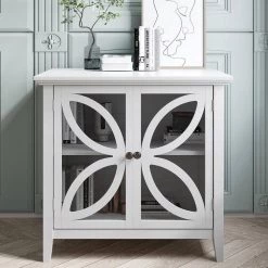 32 in. W White Accent Wooden Storage Cabinet with Decorative transparent Door by Z-joyee 15 32 in. W White Accent Wooden Storage Cabinet with Decorative transparent Door by Z-joyee -Cheap Z-joyee Store white z joyee accent cabinets ly wf284793aak c3 1000