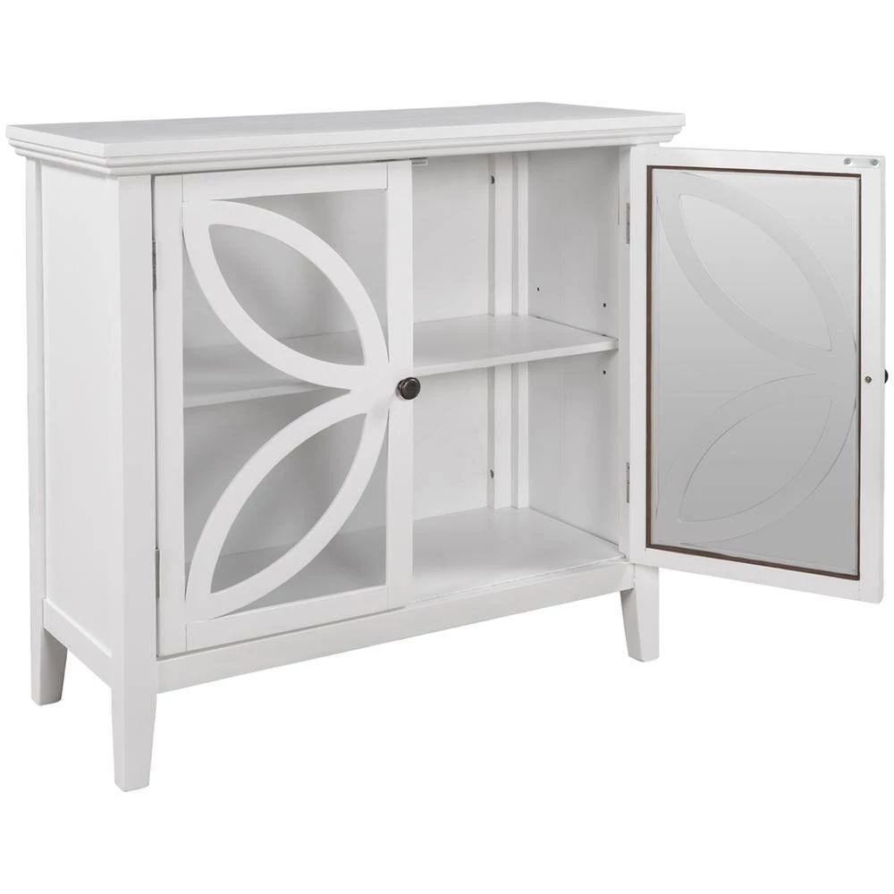 32 in. W White Accent Wooden Storage Cabinet with Decorative transparent Door by Z-joyee 2 32 in. W White Accent Wooden Storage Cabinet with Decorative transparent Door by Z-joyee - Image 2