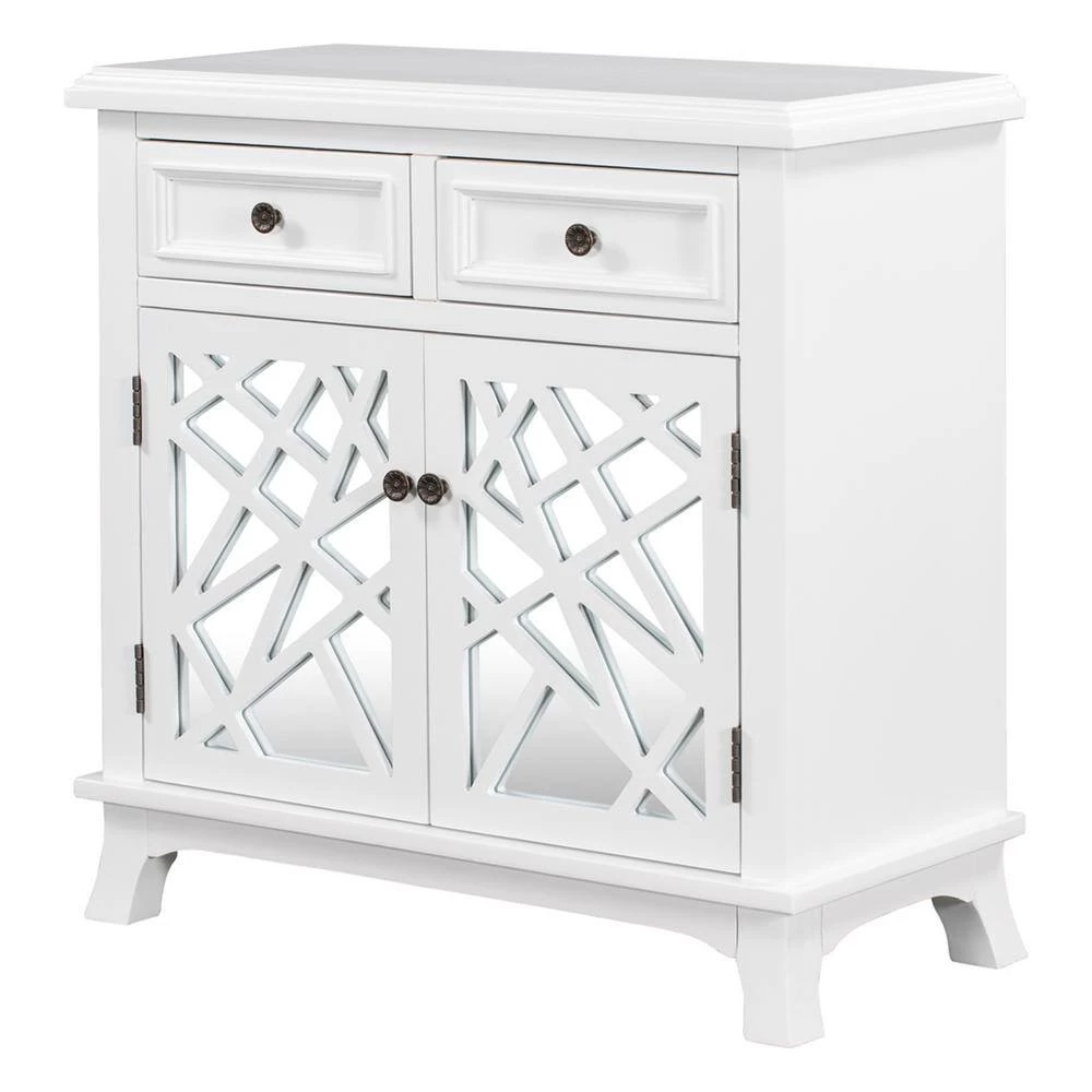 30.3 in. W White Wood Storage Cabinet with 2 Drawers by Z-joyee 7 30.3 in. W White Wood Storage Cabinet with 2 Drawers by Z-joyee - Image 7