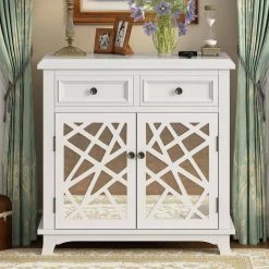 30.3 in. W White Wood Storage Cabinet with 2 Drawers by Z-joyee 15 30.3 in. W White Wood Storage Cabinet with 2 Drawers by Z-joyee -Cheap Z-joyee Store white z joyee accent cabinets ly wf290827aak c3 1000