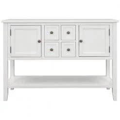 White Wood Storage Cabinate with 4 Drawers and Bottom Shelf by Z-joyee