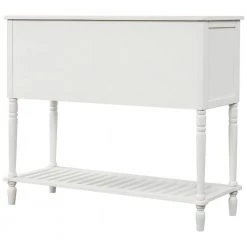 White Sideboard Console Table with Bottom Shelf, Farmhouse Wood/Glass Buffet Storage Cabinet by Z-joyee -Cheap Z-joyee Store white z joyee accent cabinets lyac444aak 66 1000